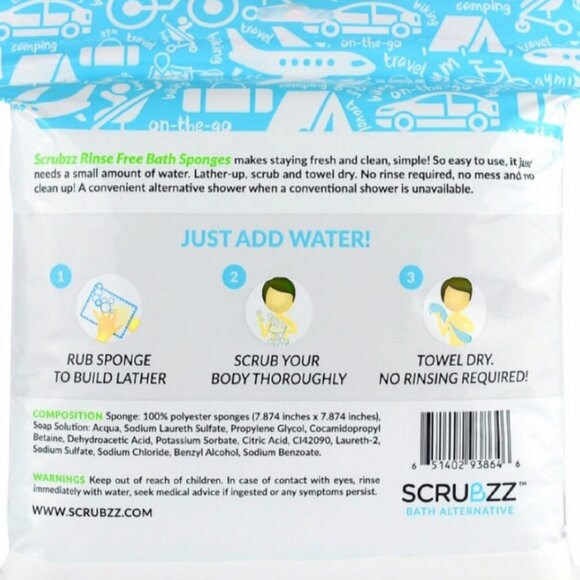 75 Pieces - SCRUBZZ - Disposable No Rinse Bathing Wipes - Single Use Shower Bath - Picture 2 of 2